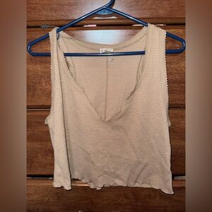 Free People We The Free Tan Ribbed Crop Tank